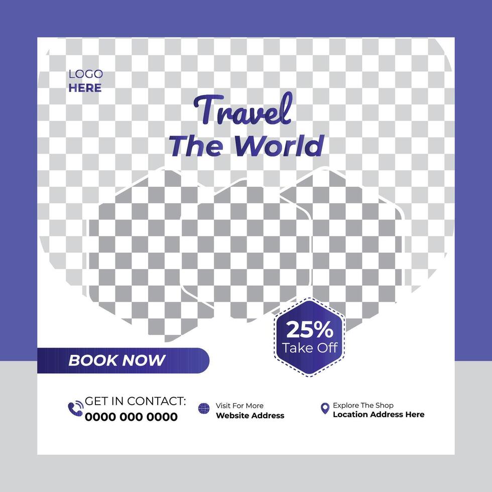 Modern Travel Social Media Post Design Template vector