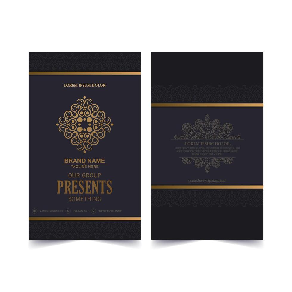 Luxury dark business card template with Ornament design vector