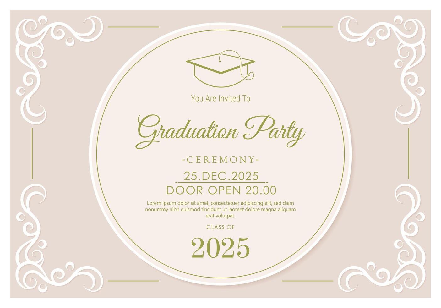 graduation invitation with ornament template vector
