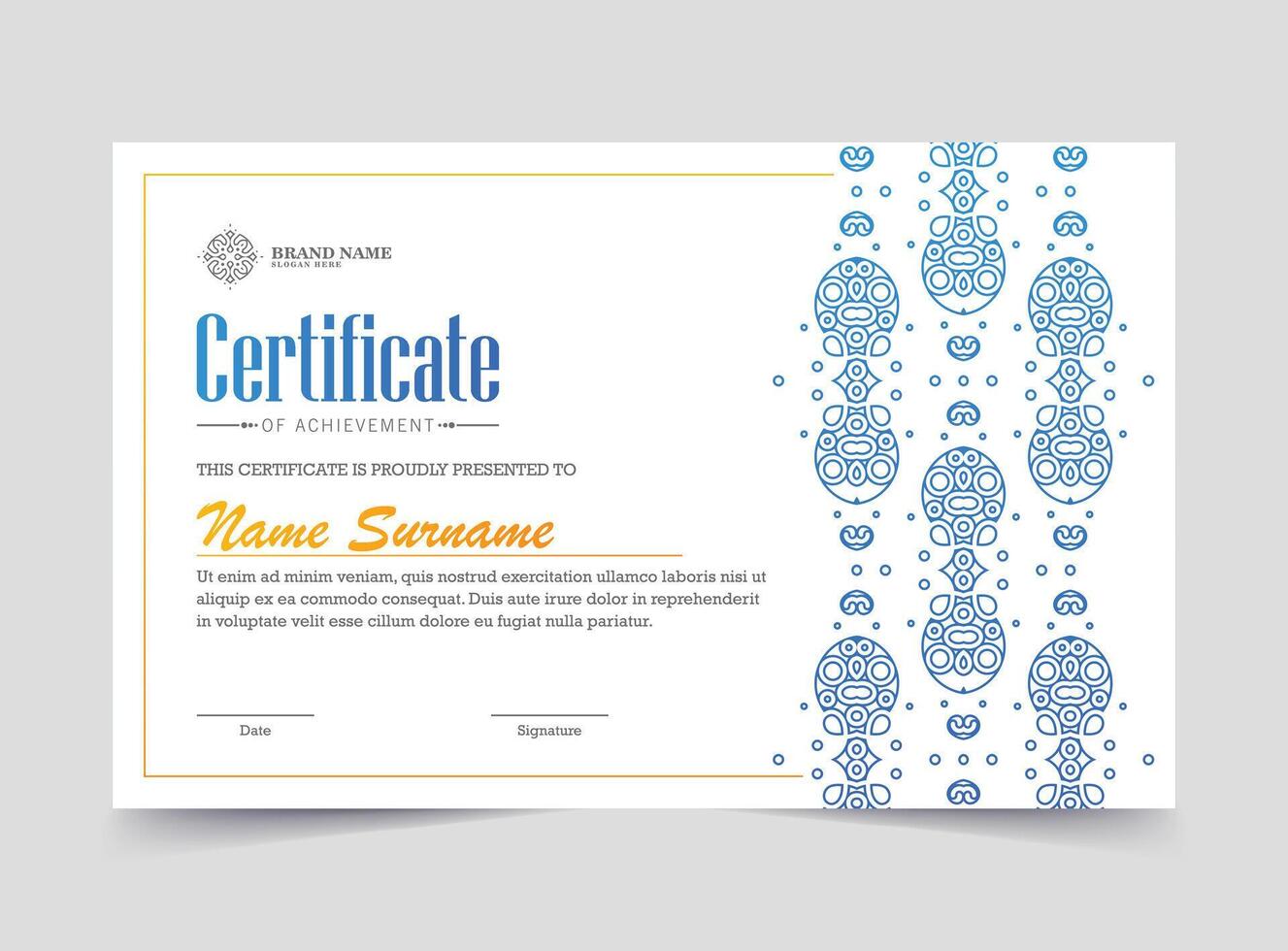 Colorful achievement certificate best award diploma vector