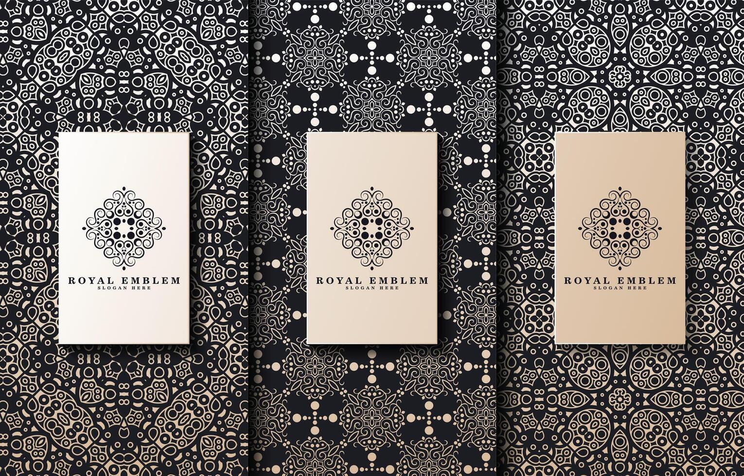 Set retro labels with calligraphic logo. Antique monogram collection. vector