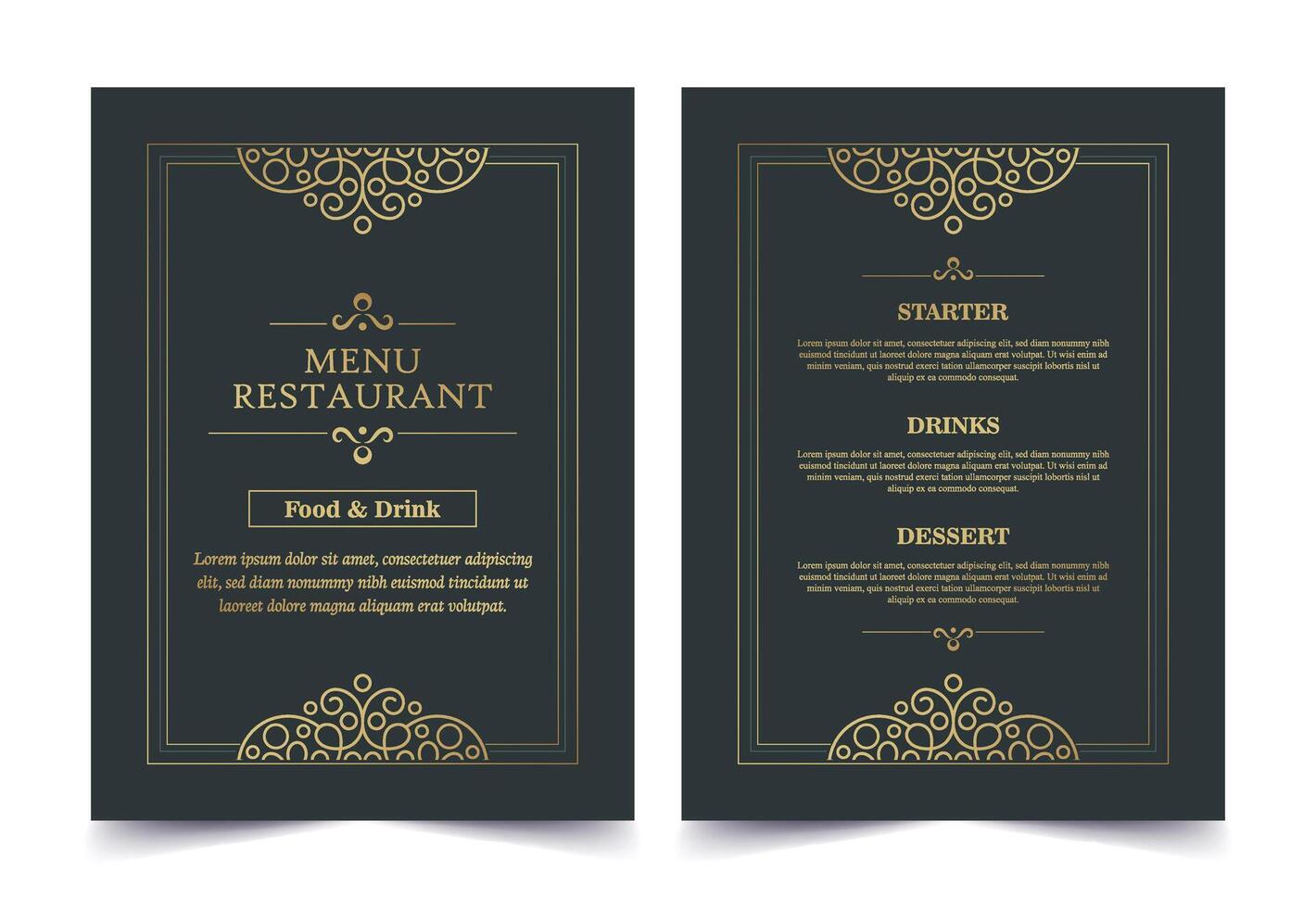 Luxury Menu restaurant with ornamental Elements. vector