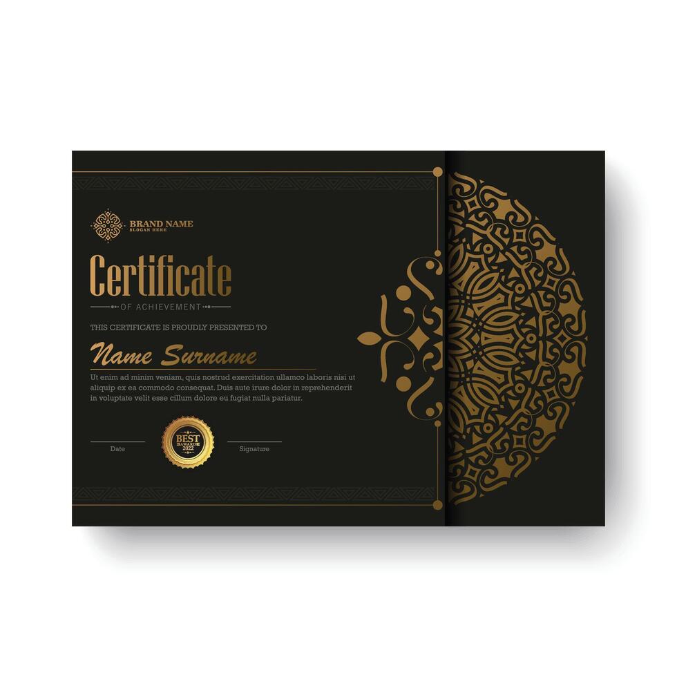 Luxury mandala certificate award diploma vector