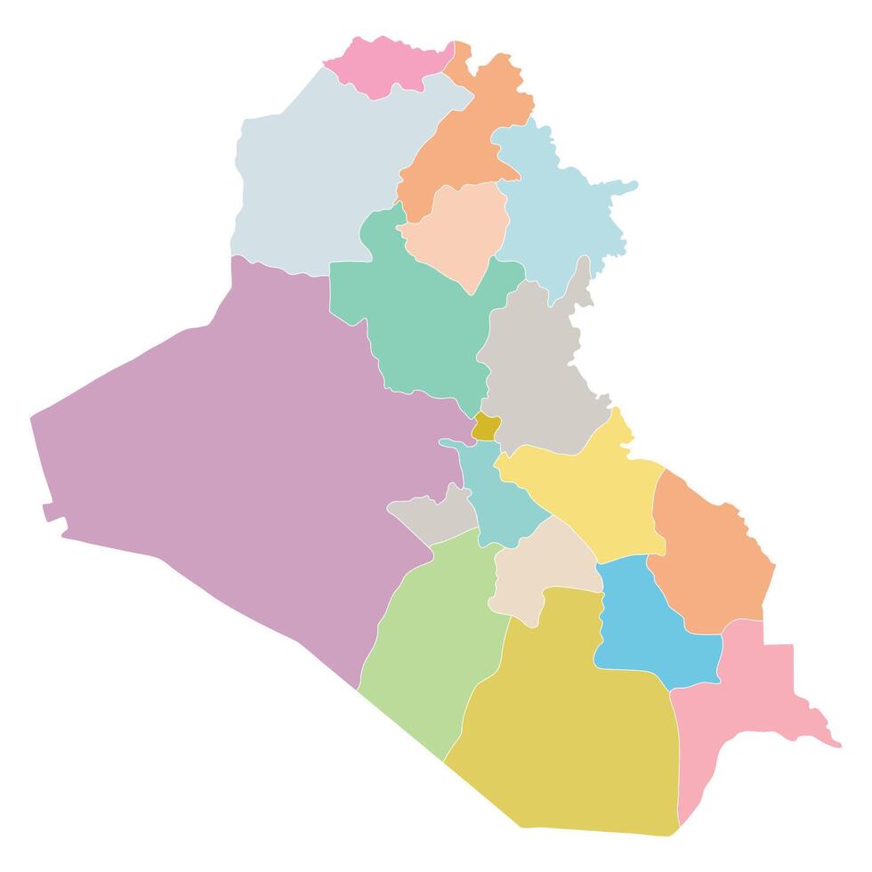 Iraq map. Map of Iraq in administrative provinces in multicolor vector