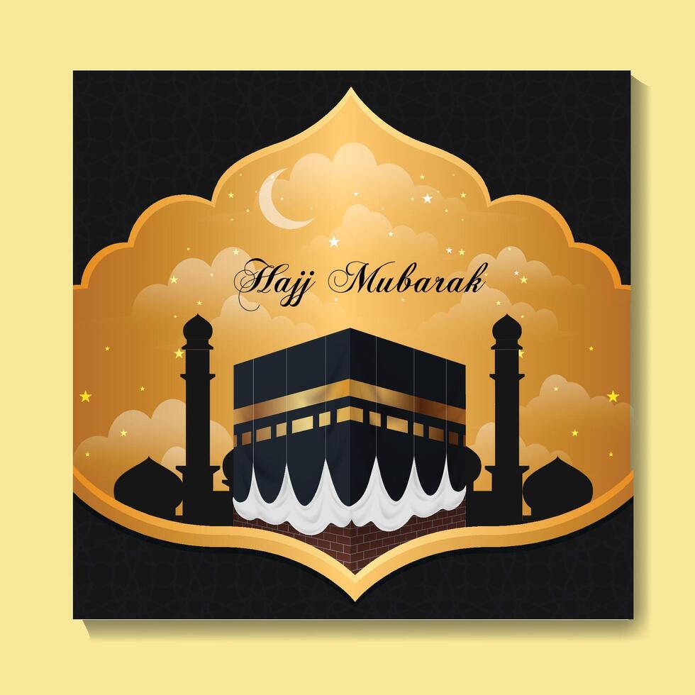 May Allah Accept Your Hajj and Grant You Forgiveness. Kaaba for Hajj Mabroor in Mecca Saudi Arabia. Hajj Mabroor And The Holy Mecca Greeting Islamic Illustration Background vector