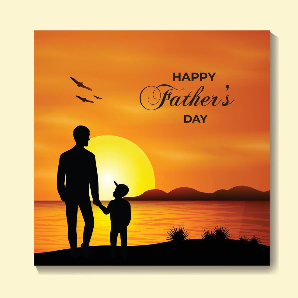 Happy Father's Day creative templates for social media post, post card design etc. Concept of Father's day. Fathers day day creative theme. Daddy and son in an Superhero concept vector