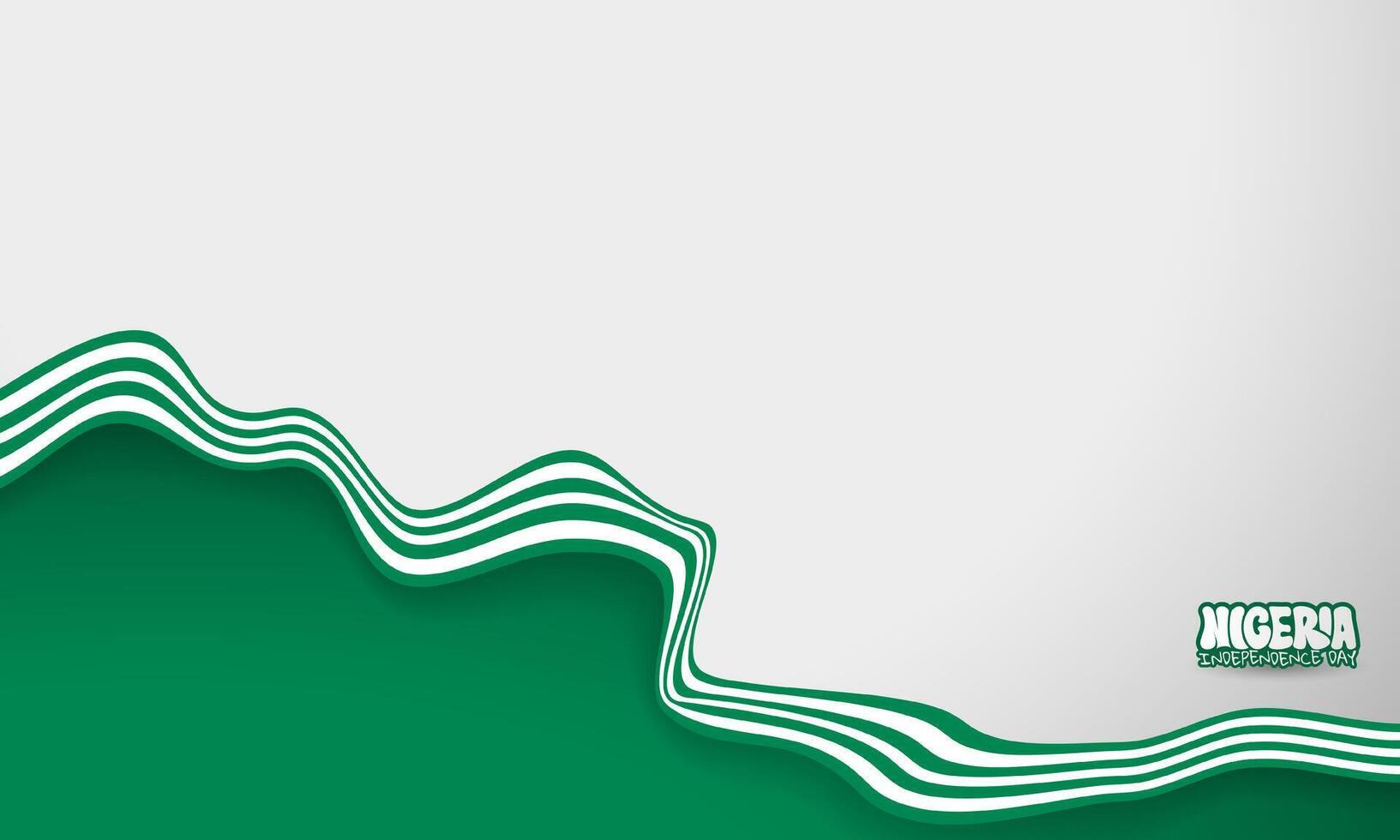 Gradient white and green background design with wavy green white ribbon. Good template for nigeria independence day campaign vector