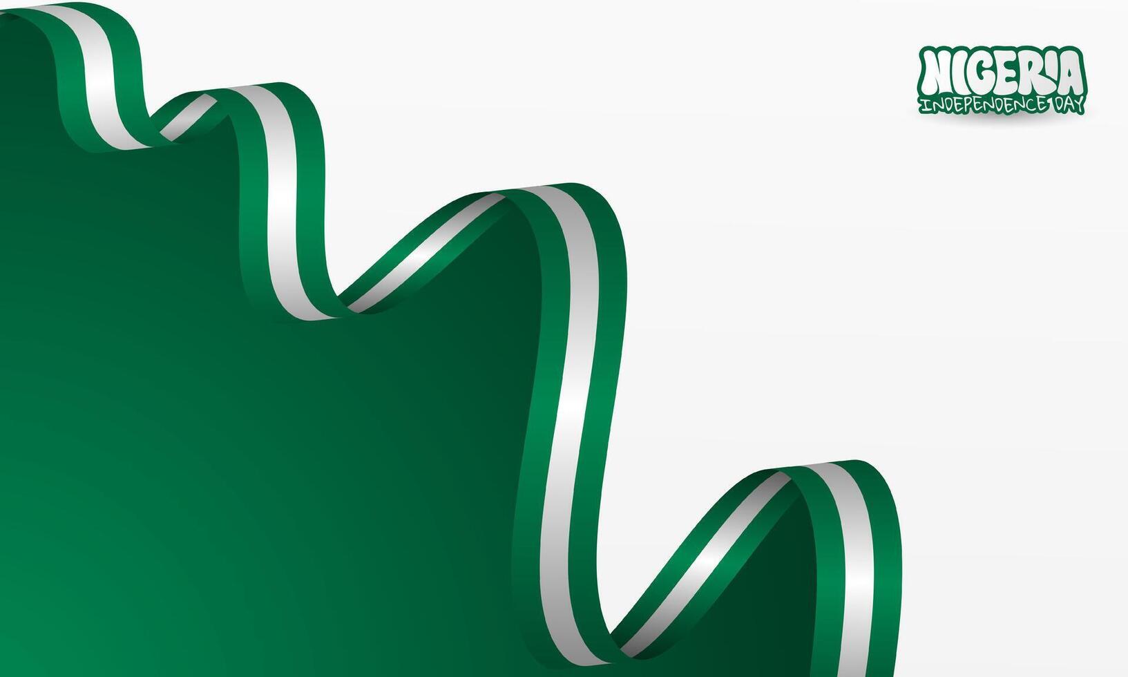Waving nigeria ribbon design with green and white background. Good template for nigeria independence day or national day campaign vector