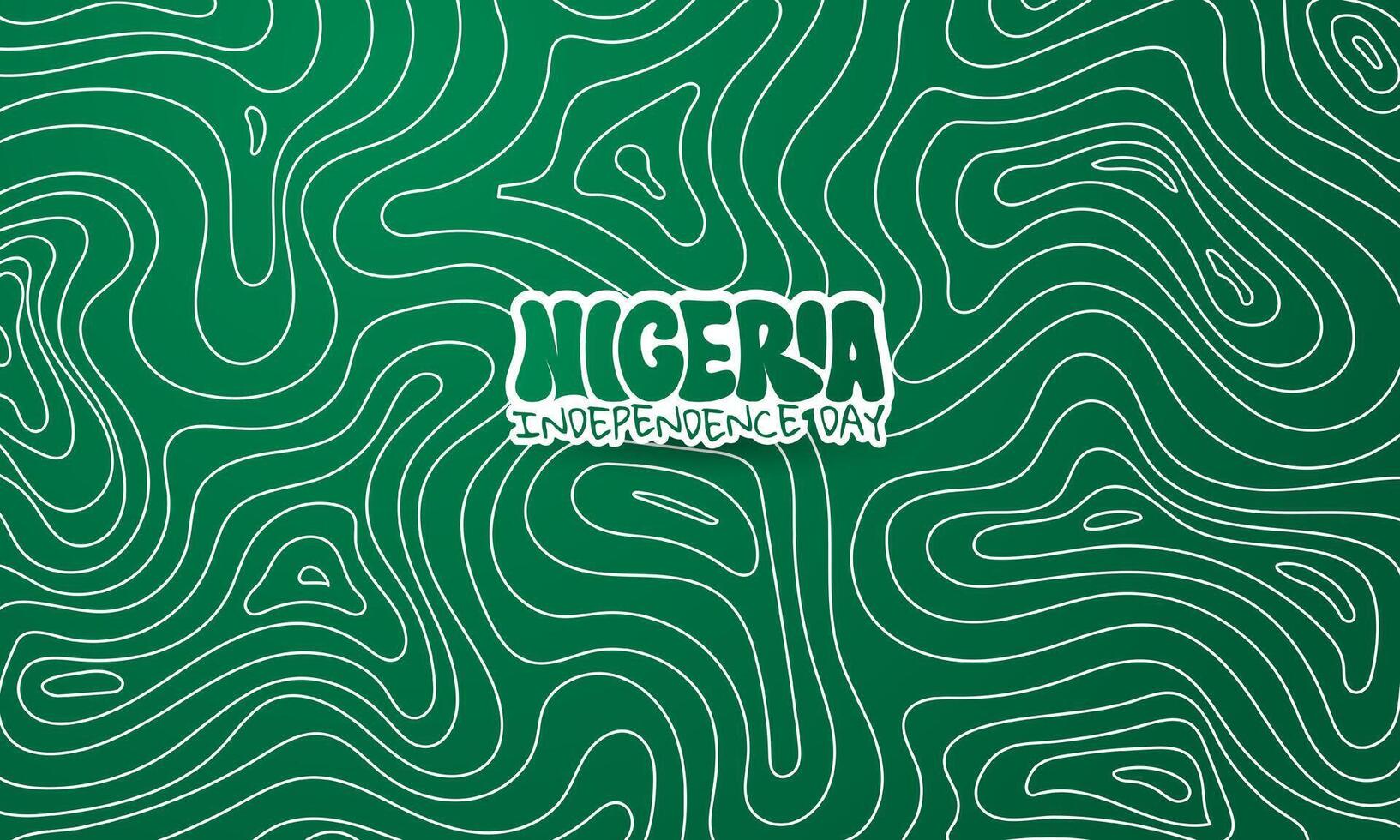 Topographic pattern design in white lines on green background for nigeria independence day campaign. Also good template for nigeria national day vector