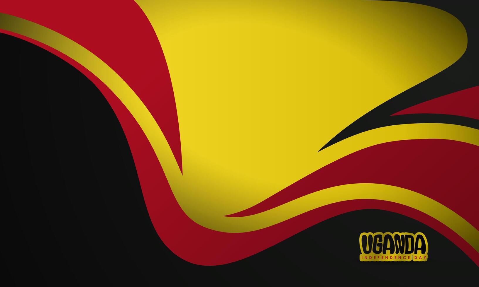 Simple background design with waving red and black shapes on yellow background. Uganda independence day background. Also good template for uganda national day vector