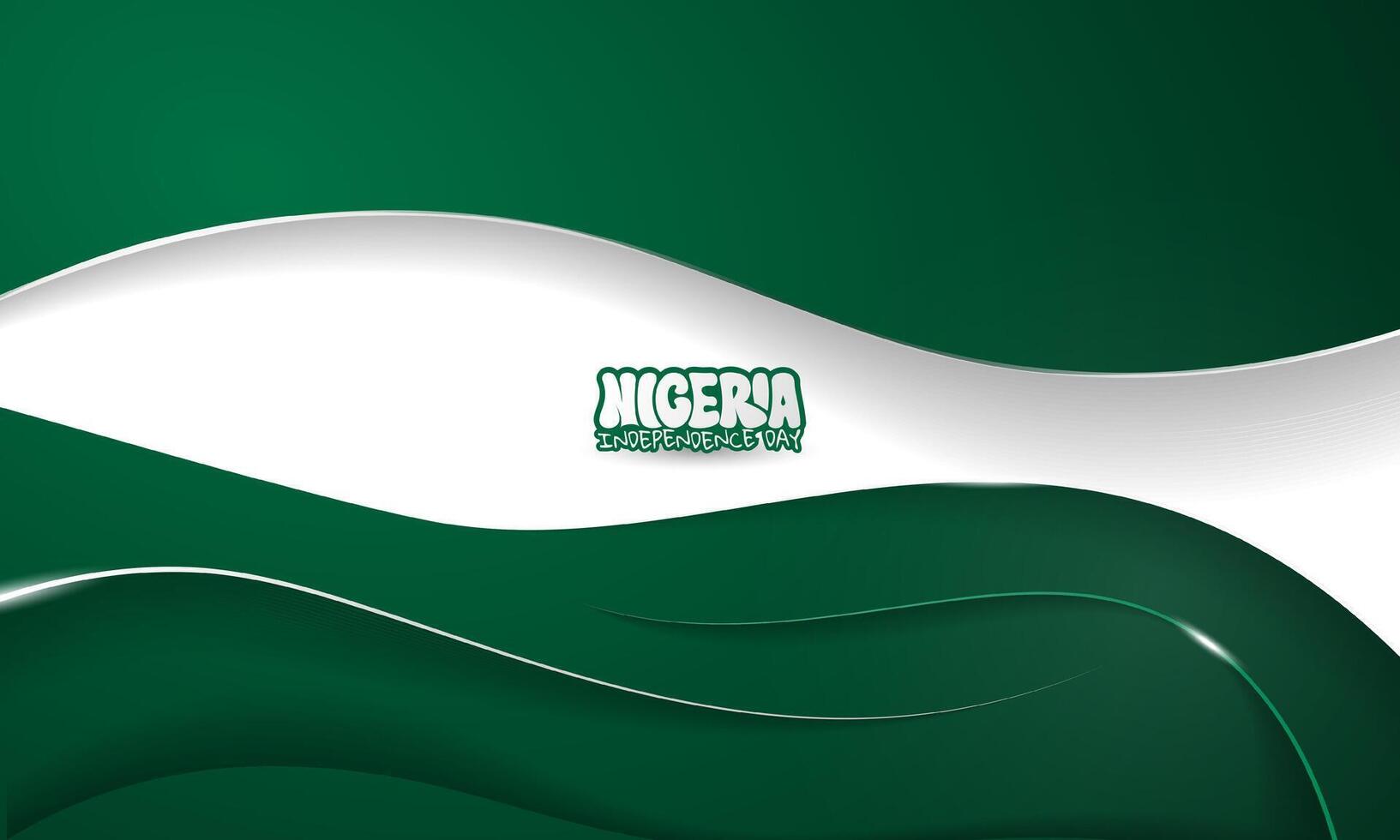 Waving abstract green white background with shadow effect. Good template for nigeria independence day or national day vector