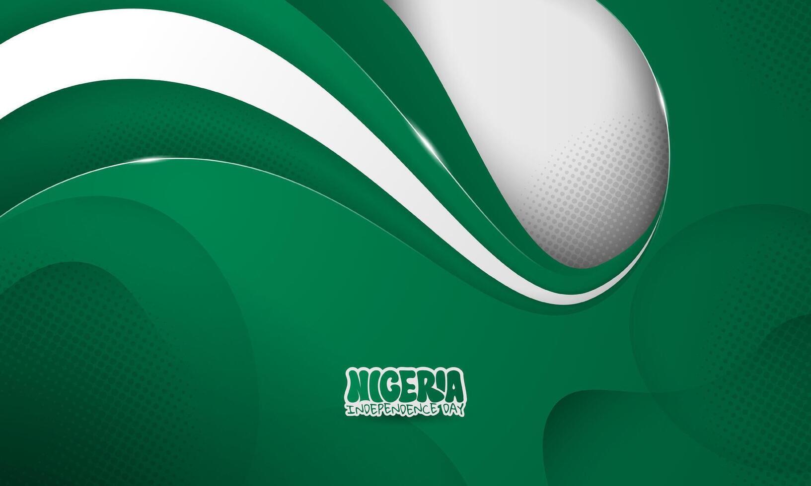 Abstract green white background with simple waving on cut out design. Nigeria independence day background. Also good template for nigeria national day vector