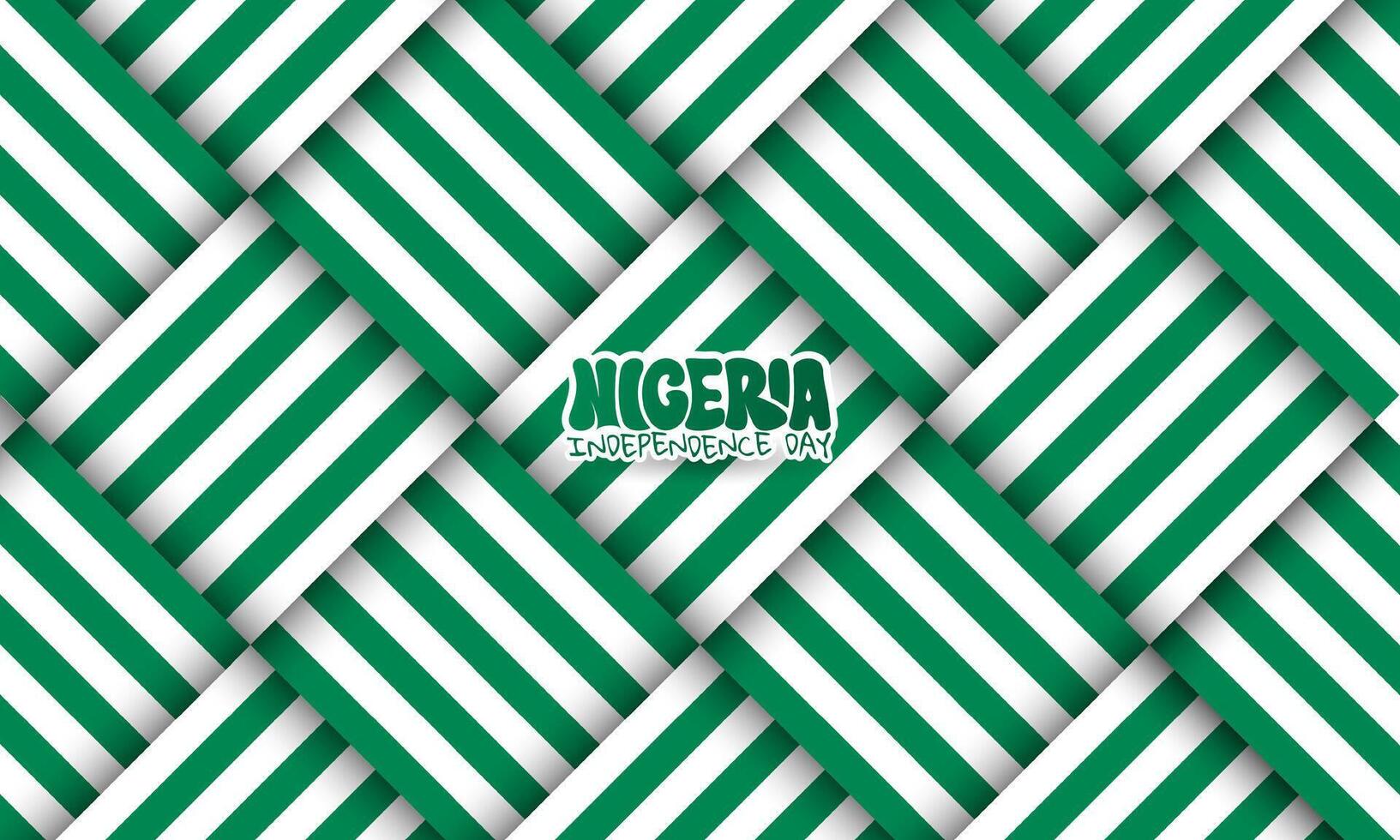 green and white pattern background with layered woven concept design. Nigeria independence day. Nigeria national day background vector