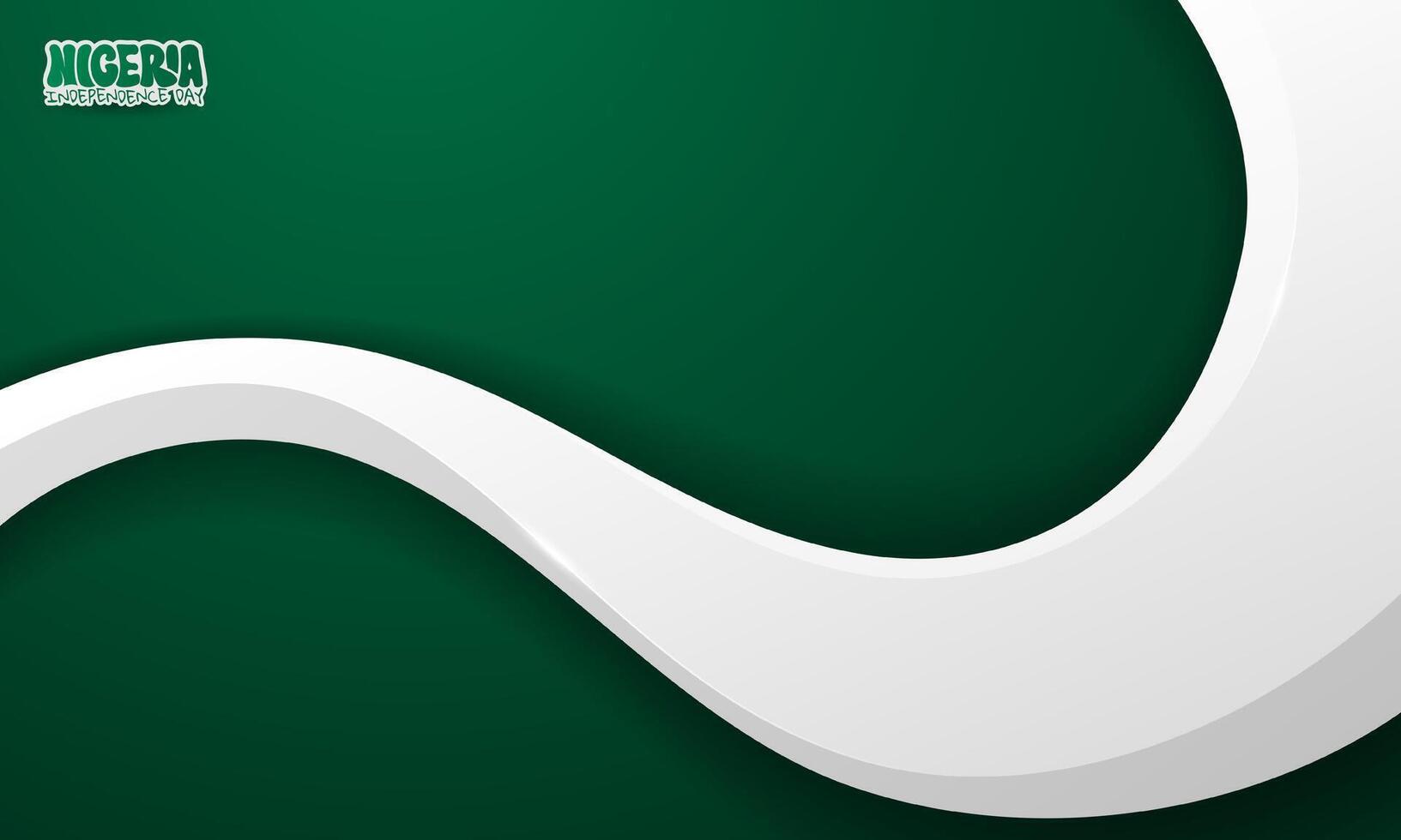 Wavy 3d white shape design in green gradient background. Nigeria independence day template. Nigeria national day campaign vector