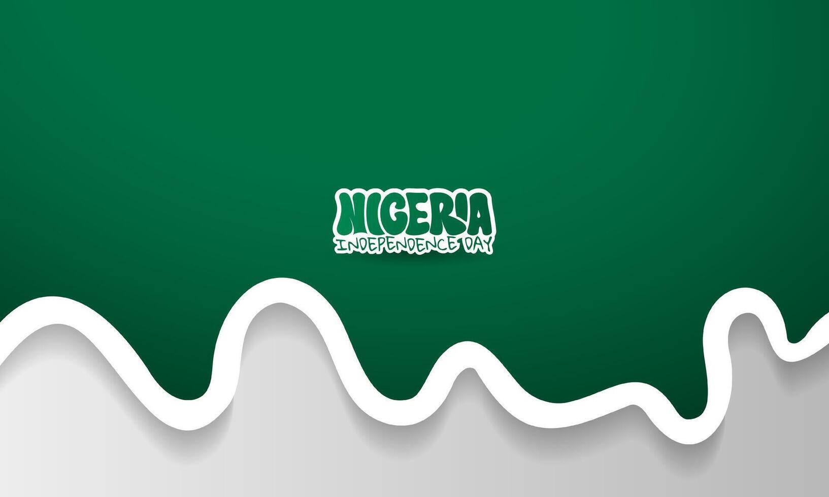 Gradient green white background with thick curved white line design. Nigeria independence day. Nigeria national day campaign vector