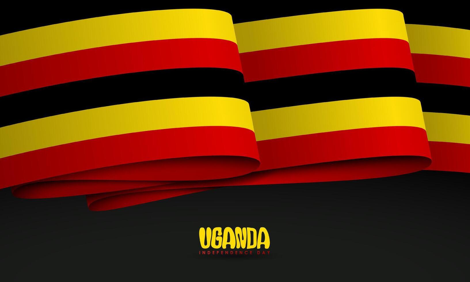 Uganda independence day template with the folded design of the Ugandan flag looks like it is fluttering slightly. Also good template for uganda national day vector