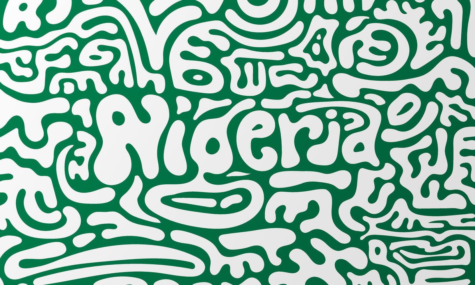 Typography background of nigeria in Hand drawn or Rounded maze concept design. Nigeria independence day campaign. Nigeria national day background vector