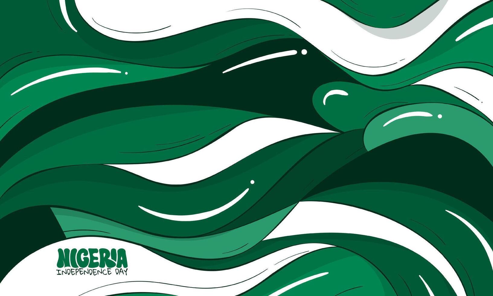 Green white doodle art background with waving abstract shapes design. Good template for independence day or national day. Nigeria background vector