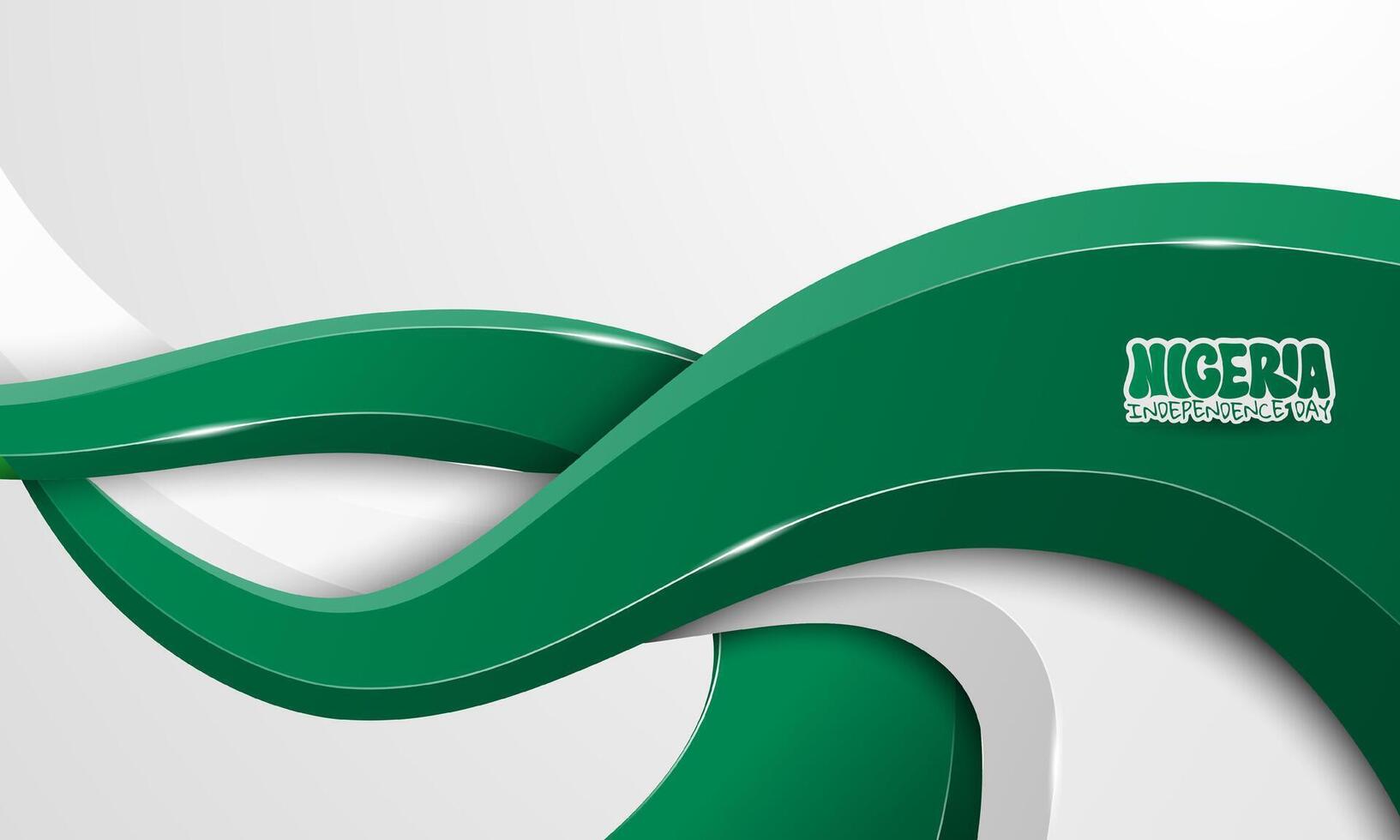 Waving green and white shape in 3d concept design on white background. Nigeria independence day. Also good template for nigeria national day campaign vector