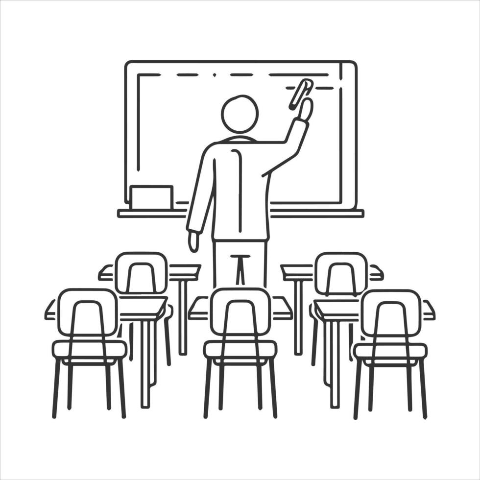 happy teacher taking class vector