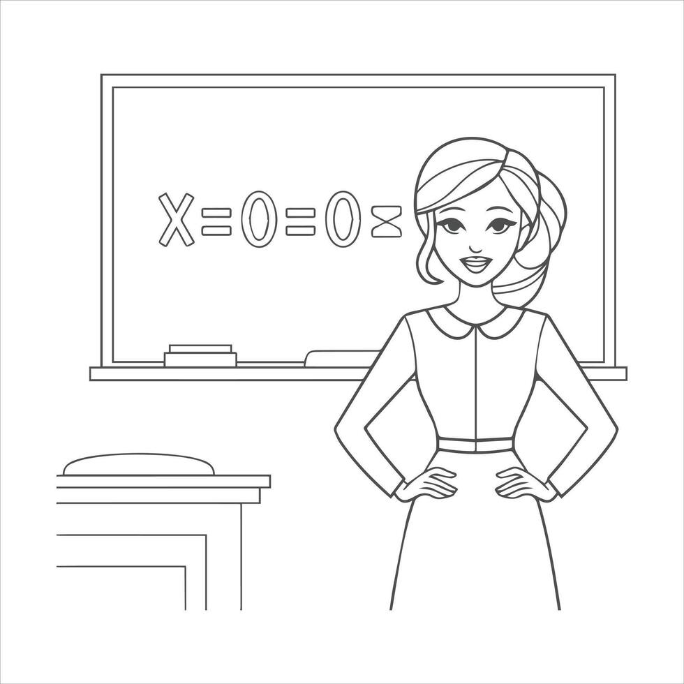 a happy lady teacher vector