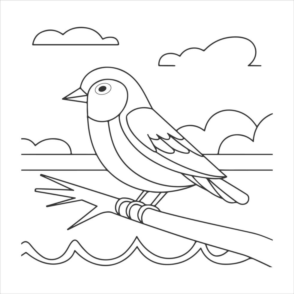 a small beautiful bird outline vector