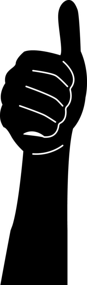Silhouette of a hand showing thumb up gesture. vector