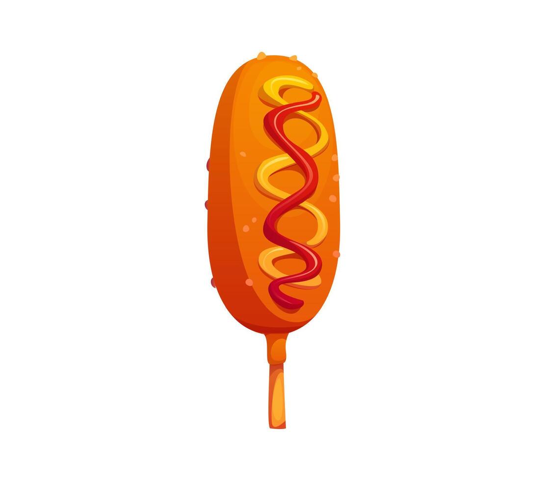 Cartoon fast food corn dog with a crispy coating vector