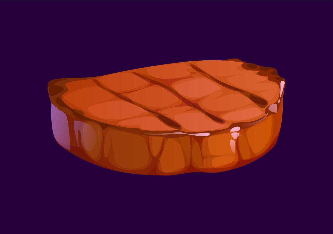 Cartoon meat steak with sear marks, bbq beefsteak vector