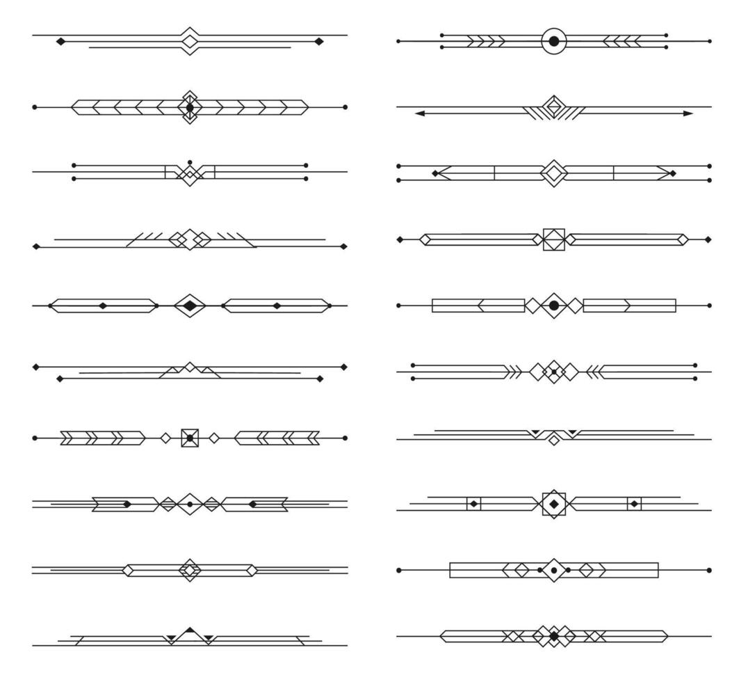 Art deco dividers and menu border line elements vector