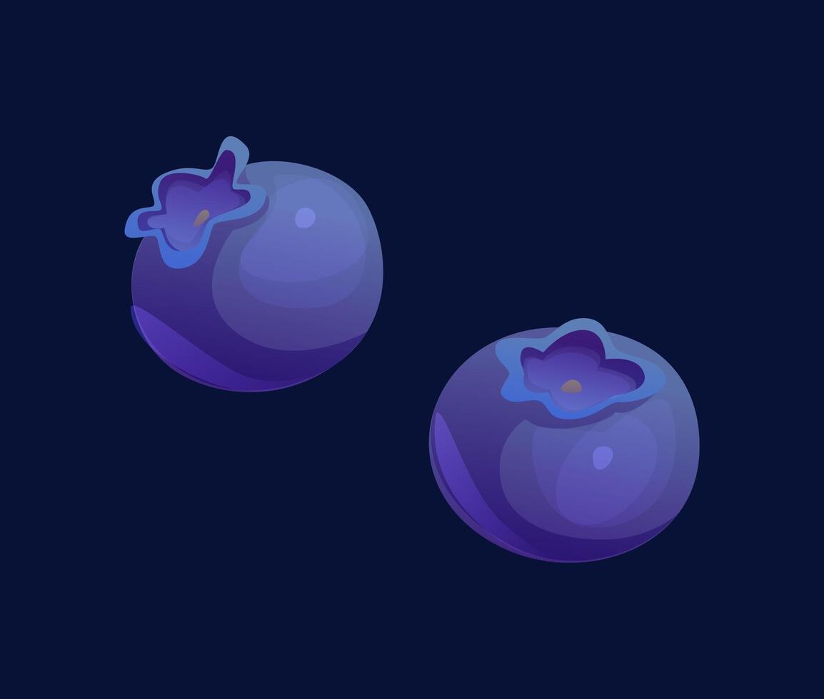 Cartoon blueberry fruits, two fresh berries vector
