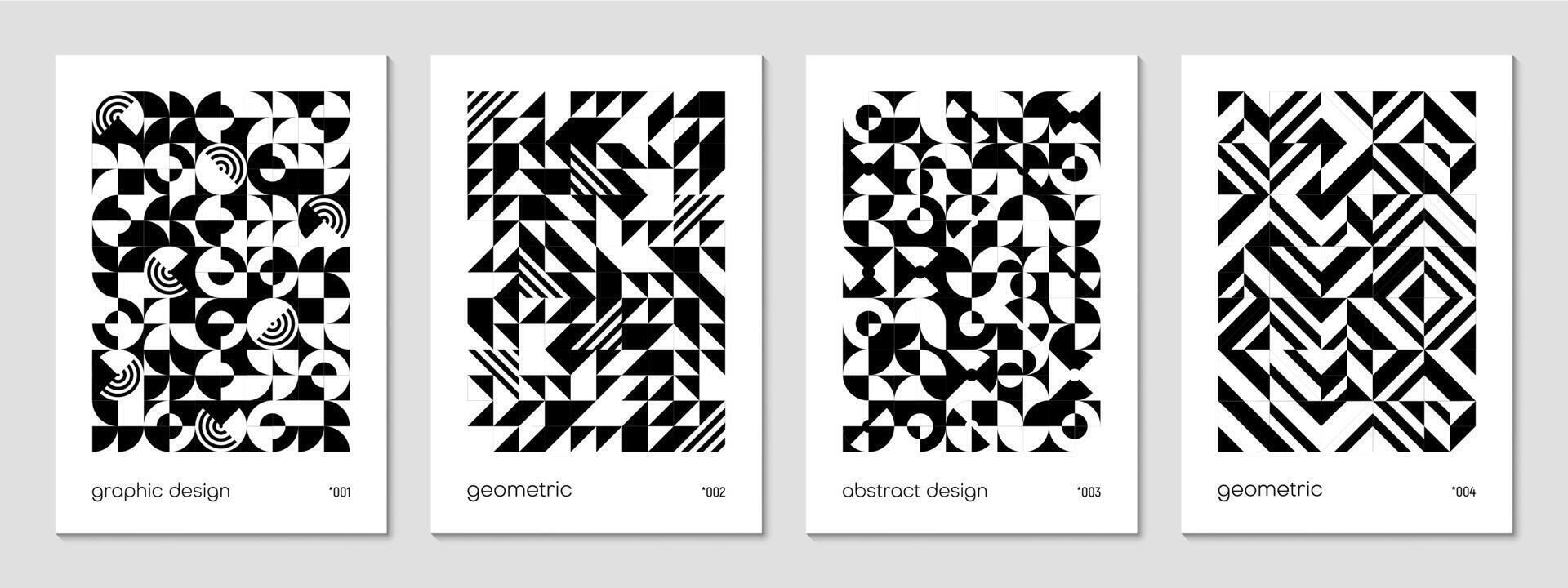 Monochrome abstract geometric posters templates vector