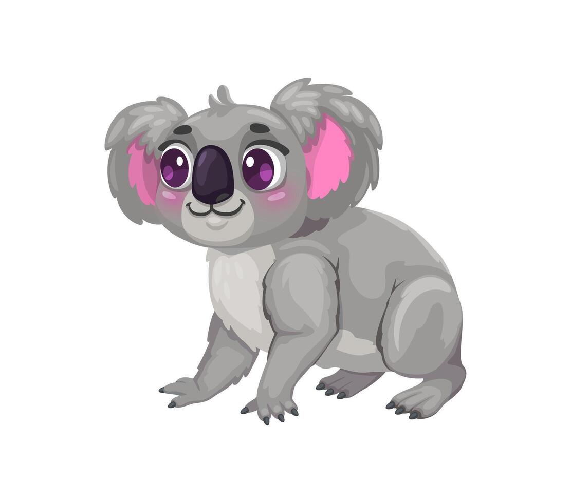 Cartoon cute koala bear character with big eyes vector