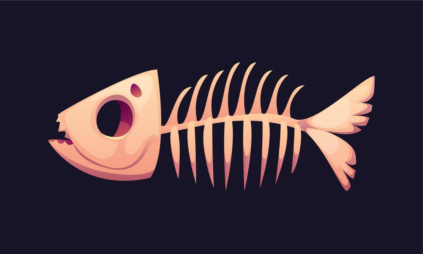 Cartoon fish bone, featuring rib cage, spine, head vector