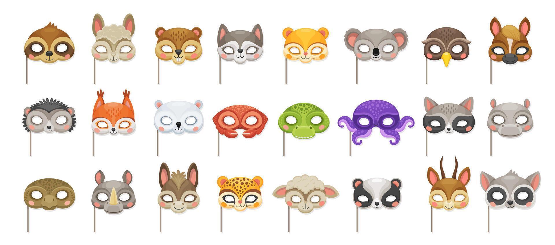 Animal carnival party masks or festival costumes vector