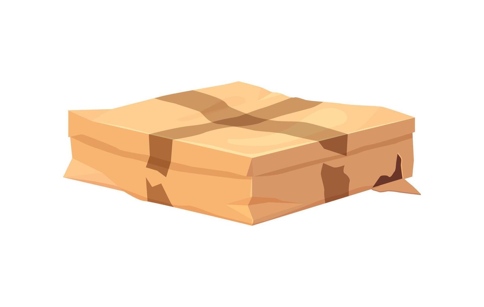 Damaged and crumpled cardboard delivery parcel box vector