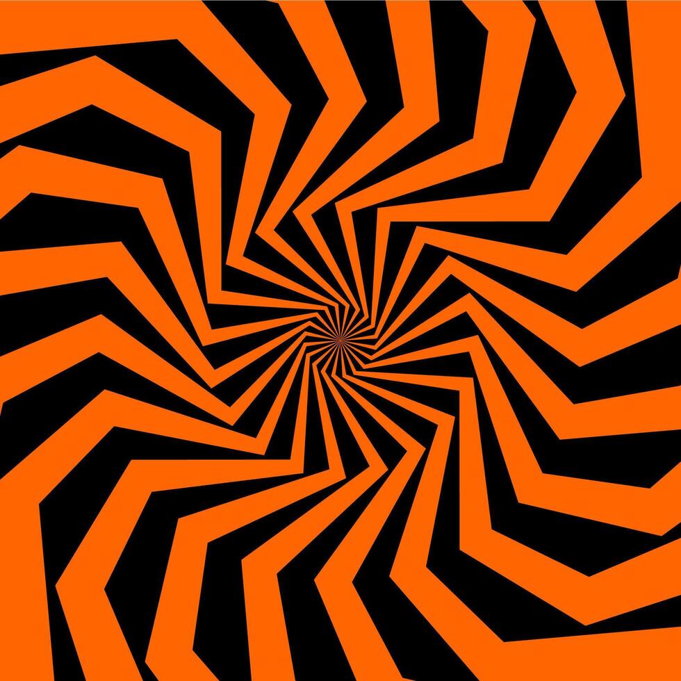 Psychedelic Halloween spiral in black and orange vector