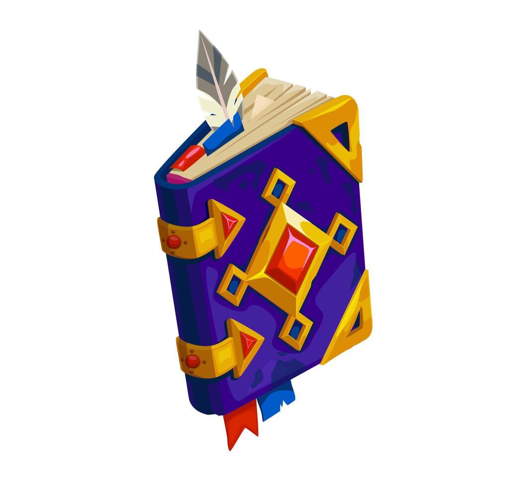 Witch magic spellbook or Medieval book, game icon vector