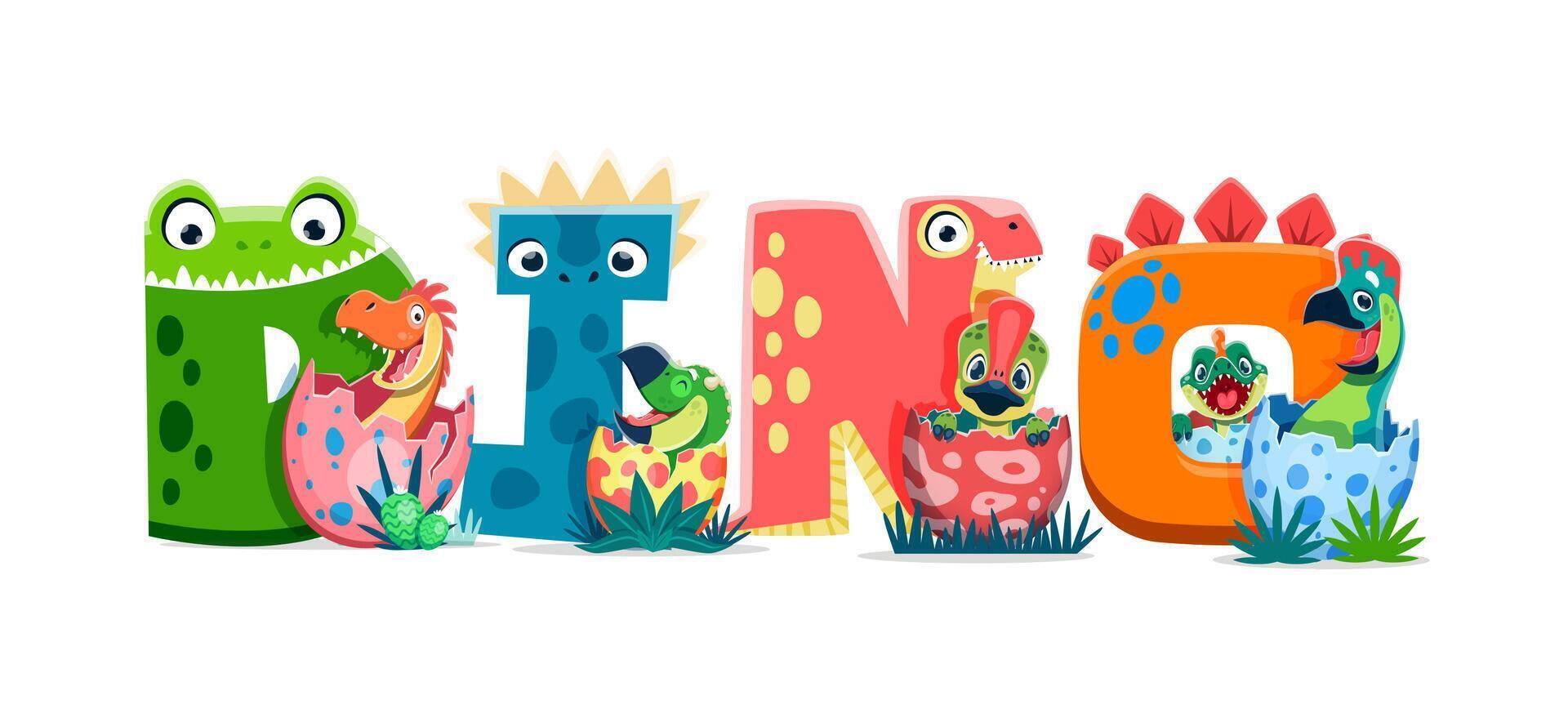 Dino kids, cartoon dinosaur characters hatching vector