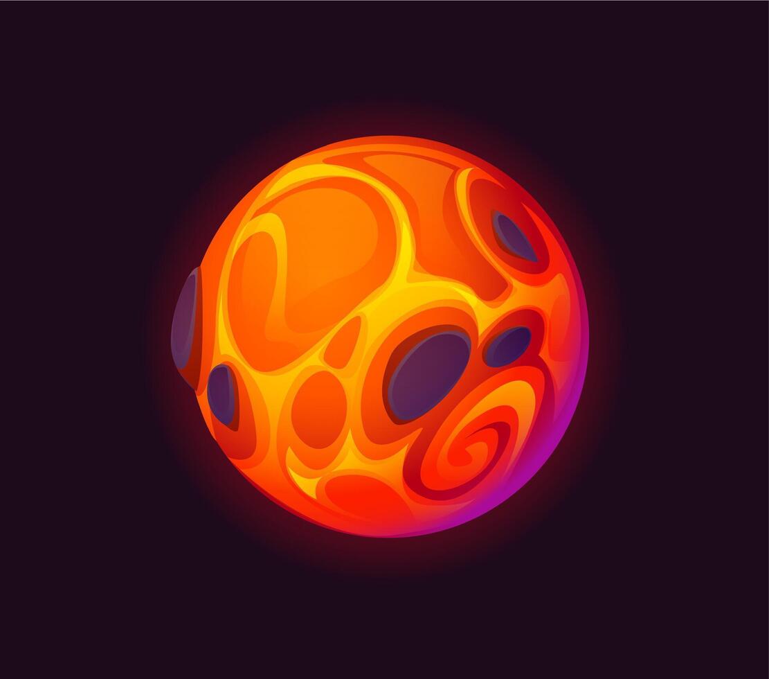 Cartoon galaxy fantasy alien magma space planet vector