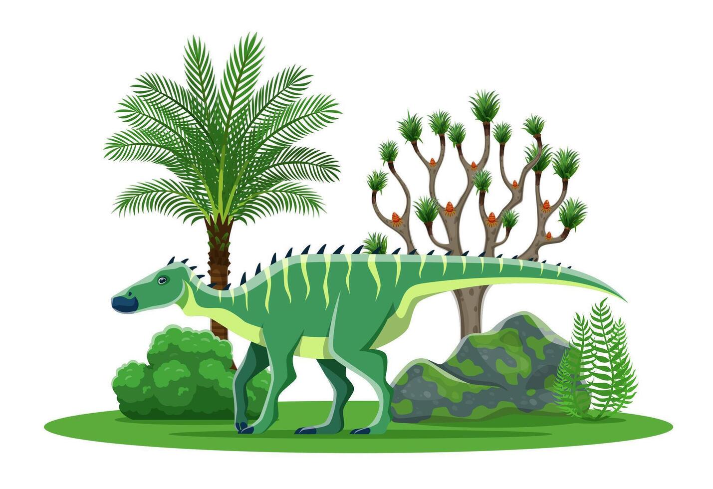 Cartoon prehistoric dinosaur Shantungosaurus vector