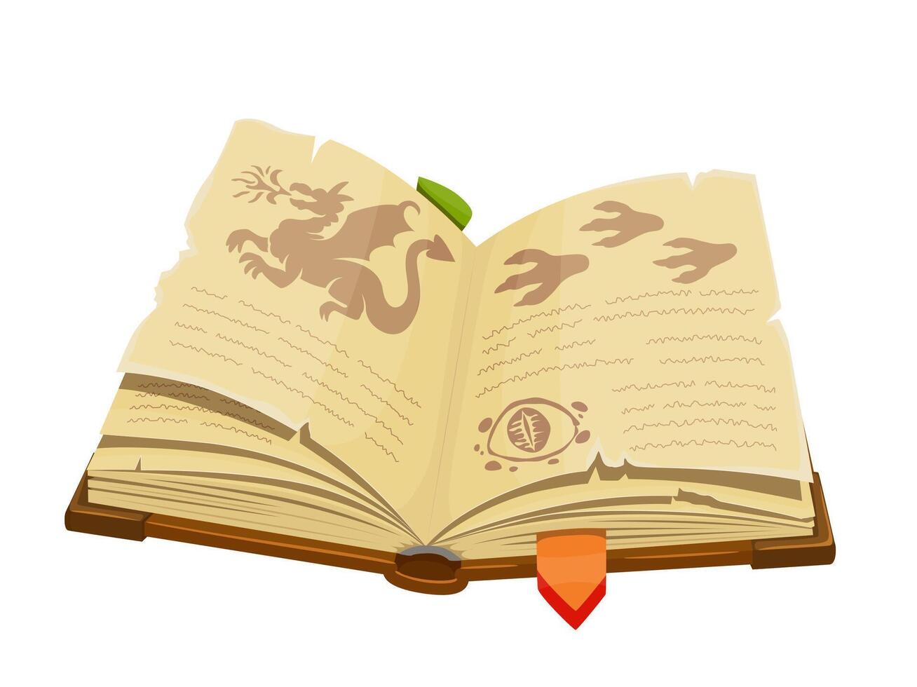 Medieval ancient spellbook magic book with dragons vector