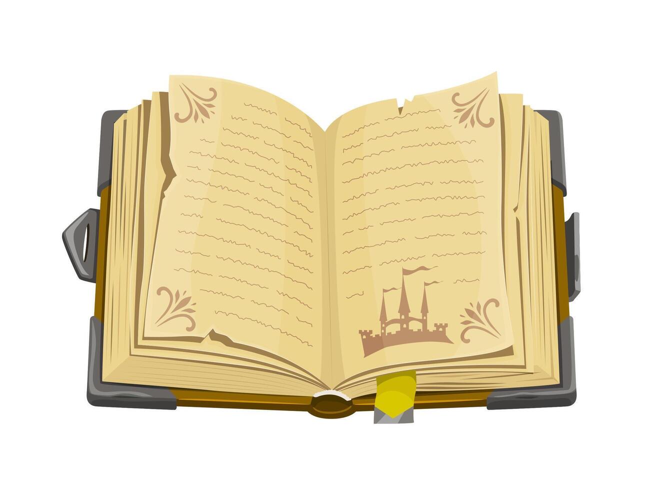 Medieval ancient manuscript, magic spellbook book vector