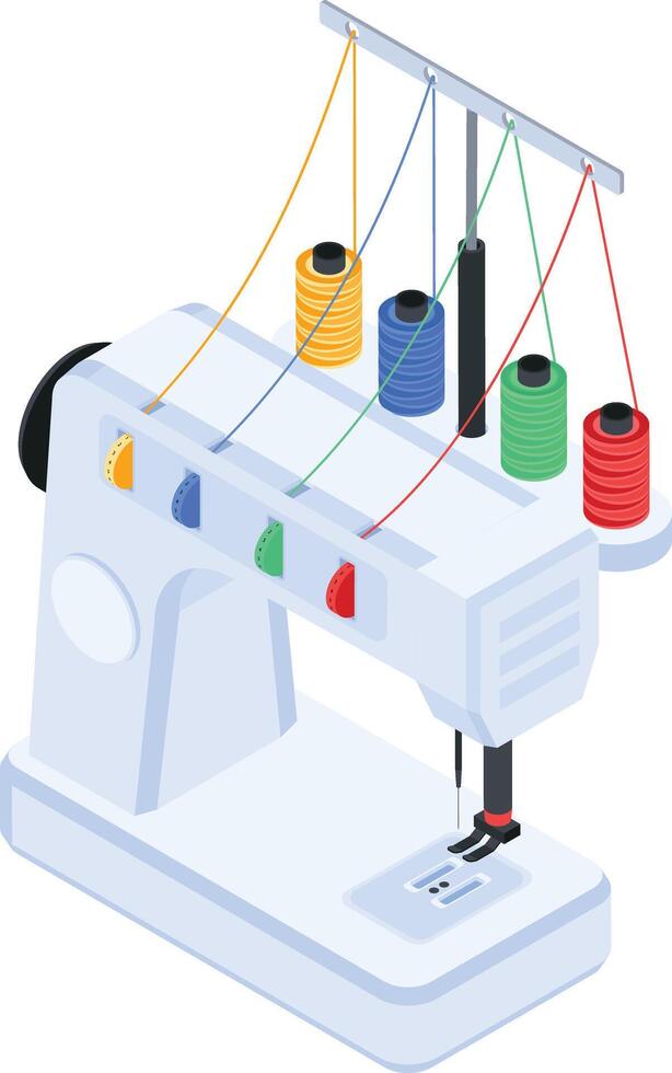 Modern Overlock Sewing Machine vector