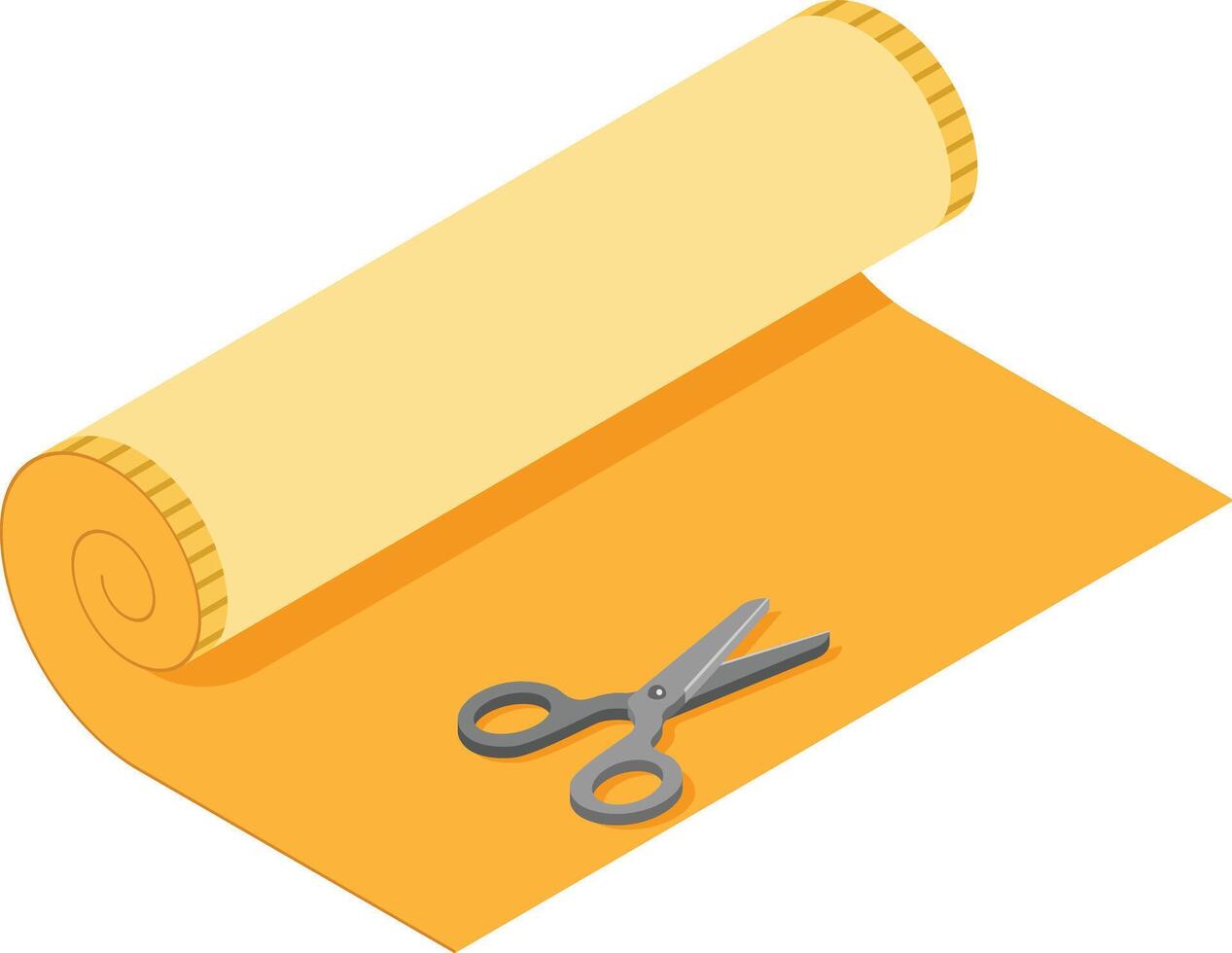 Yellow Fabric Roll with Scissors vector
