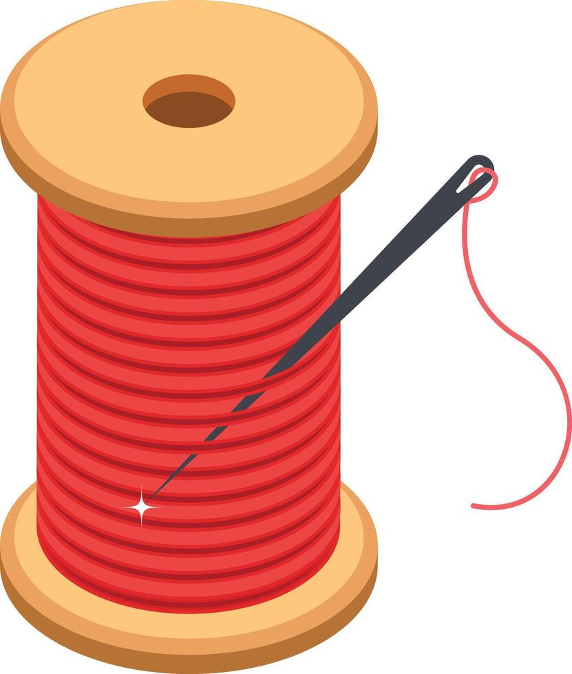 Spool of Red Thread with Needle vector