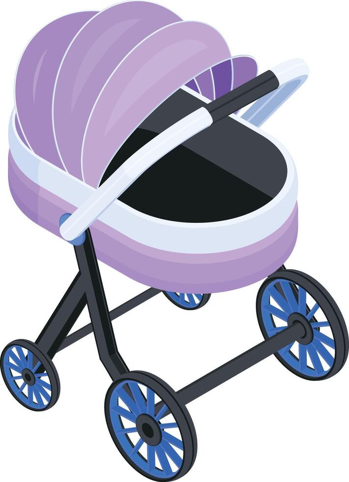 Isometric Baby Pram vector
