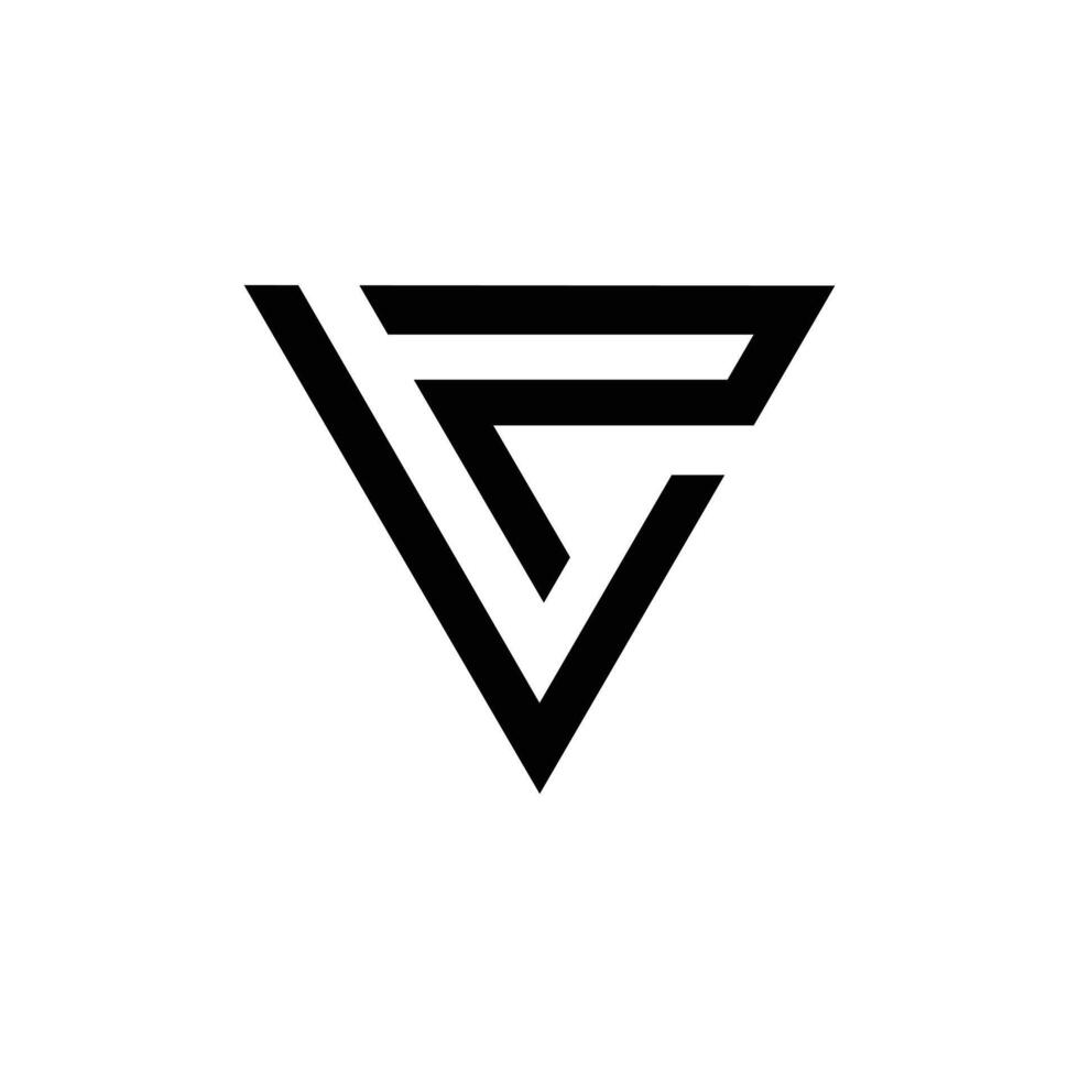 Letter Lp or Vp triangle shape creative minimal unique monogram logo vector