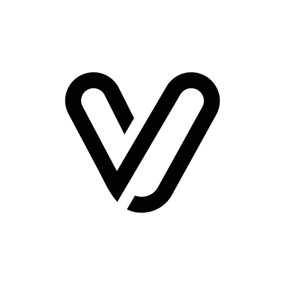 Letter Sv or Vs simple line art modern typography branding logo vector
