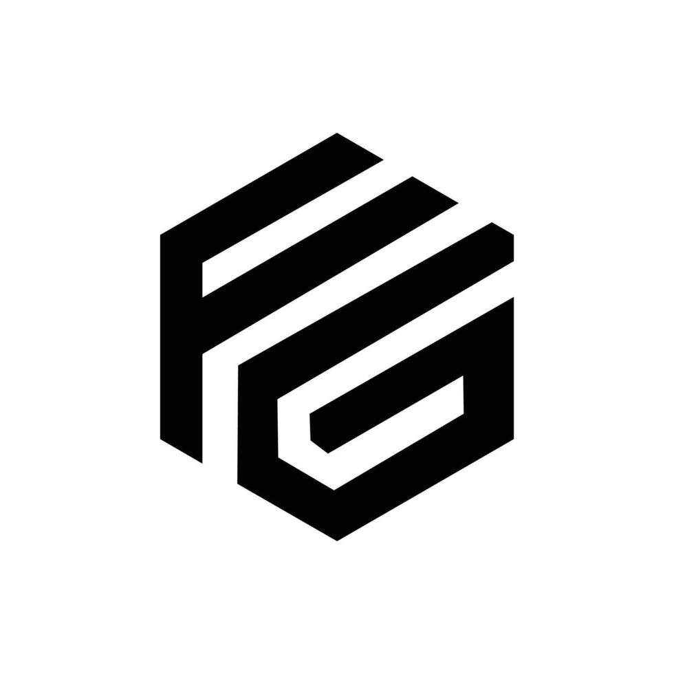 Letter Fg hexagon shape new modern typography logo vector